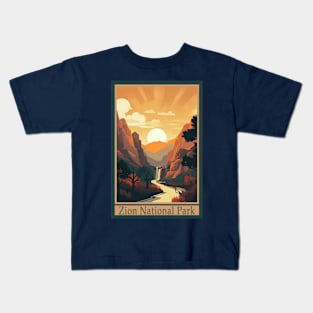 Zion National Park Vintage Travel Poster Kids T-Shirt